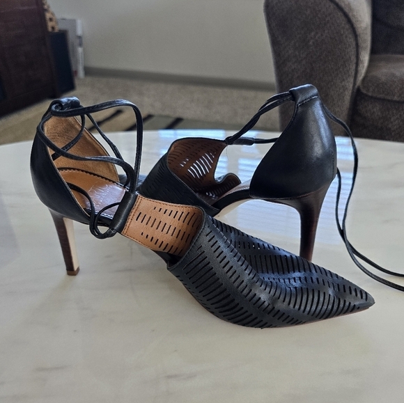 Franco Sarto Heels Krista Women Sz 8M Black Covered Pointed Too Stiletto… - Picture 11 of 15